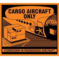 "Cargo Aircraft Only" Handling Labels, 4-3/4" L x 4-1/4" W, Orange Nuna Depot Inc.