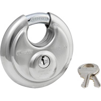 Shrouded Disc Padlock, Silver, Keyed Different, Stainless Steel, 2-3/4" Width Nuna Depot Inc.