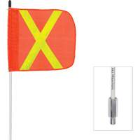 Fanion &agrave; tige en fibre de verre non aliment&eacute; Safety Whip, Fixation Filet&eacute;, Hauteur 6', Orange avec X r&eacute;fl&eacute;chissant Nuna Depot Inc.