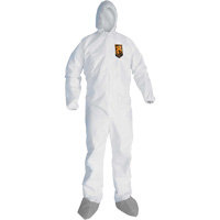 KleenGuardA45 Liquid & Particle Protection Coveralls with Anti-Slip Shoe, Large, Grey/White, Microporous Nuna Depot Inc.