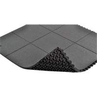 Cushion-Ease&reg; Interlocking Anti-Fatigue Mat, Pebbled, 3' x 3' x 3/4", Black, Natural Rubber Nuna Depot Inc.