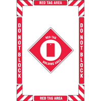 Trousse de marquage du sol ?Red Tag Holding Area? (zone de stockage des &eacute;tiquettes rouges), Adh&eacute;sif, Anglais avec pictogramme Nuna Depot Inc.