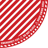 Signalisation au sol ?Emergency Exit? (sortie de secours) pour porte battante en quart de cercle, Adh&eacute;sif, Anglais avec pictogramme Nuna Depot Inc.