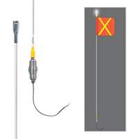 Tiges de s&eacute;curit&eacute; tout-temps de s&eacute;rie lourde avec lumi&egrave;re DEL constante Safety Whip, Fixation Ressort, Hauteur 5', Orange avec X r&eacute;fl&eacute;chissant Nuna Depot Inc.