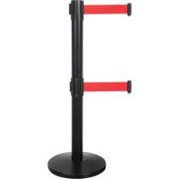 Dual Belt Crowd Control Barrier, Steel, 35" H, Red Tape, 7' Tape Length Nuna Depot Inc.