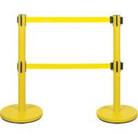 Dual Belt Crowd Control Barrier, Steel, 35" H, Yellow Tape, 7' Tape Length Nuna Depot Inc.