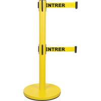 Dual Belt Crowd Control Barrier, Steel, 35" H, Yellow Tape, 7' Tape Length Nuna Depot Inc.