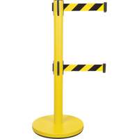 Dual Belt Crowd Control Barrier, Steel, 35" H, Black/Yellow Tape, 7' Tape Length Nuna Depot Inc.