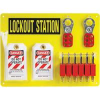 Lockout Board with Keyed Different Nylon Safety Lockout Padlocks, Plastic Padlocks, 6 Padlock Capacity, Padlocks Included Nuna Depot Inc.