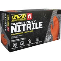 Super Duty Disposable Gloves, 9/Medium, Nitrile, 8-mil, Powder-Free, Orange Nuna Depot Inc.