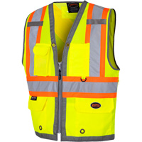 6673 Veste d'arpenteur au dos en maille avec fermeture &agrave; glissi&egrave;re, Jaune lime haute visibilit&eacute;, Petit, Polyester Nuna Depot Inc.