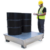 Ultra-Spill Pallet en acier, 4 barils, Capacit&eacute; de d&eacute;versement 68 gal. US, 49,1" x 47,1" x 10,9" Nuna Depot Inc.