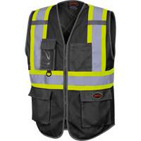 6959BK Veste de s&eacute;curit&eacute; haute visibilit&eacute; en tricot chaîne avec fermeture &agrave; glissi&egrave;re, Noir, T-petit, Polyester Nuna Depot Inc.