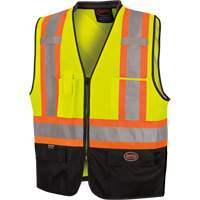 6895 Veste de s&eacute;curit&eacute; haute visibilit&eacute; bicolore avec fermeture &agrave; glissi&egrave;re sur tout le devant, Noir/Jaune lime haute visibilit&eacute;, 2T-Grand/3T-Grand, Polyester Nuna Depot Inc.
