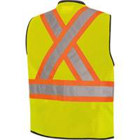 6895 Veste de s&eacute;curit&eacute; haute visibilit&eacute; bicolore avec fermeture &agrave; glissi&egrave;re sur tout le devant, Noir/Jaune lime haute visibilit&eacute;, 2T-Grand/3T-Grand, Polyester Nuna Depot Inc.