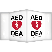90° Projecting "AED/DEA" Sign, 6" x 5", Plastic, Bilingual with Pictogram Nuna Depot Inc.