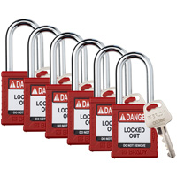 Velocity Lockout Padlocks, Red, Keyed Different, Nylon, 1-1/2" Width Nuna Depot Inc.