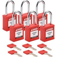 Velocity Lockout Padlocks, Red, Keyed Alike, Nylon, 1-1/2" Width Nuna Depot Inc.