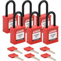 Velocity Lockout Padlocks, Red, Keyed Alike, Nylon, 1-1/2" Width Nuna Depot Inc.