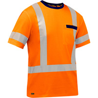 Chemise &agrave; manches courtes et X au dos Bisley, Poly-coton, Petit, Orange haute visibilit&eacute; Nuna Depot Inc.