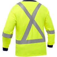 Chemise &agrave; manches longues et X au dos Bisley, Poly-coton, Petit, Jaune lime haute visibilit&eacute; Nuna Depot Inc.