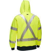 Coton ouat&eacute; doubl&eacute; de sherpa avec capuchon &agrave; fermeture &eacute;clair compl&egrave;te et X au dos Bisley, Petit, Jaune lime haute visibilit&eacute; Nuna Depot Inc.