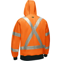 Coton ouat&eacute; doubl&eacute; de sherpa avec capuchon &agrave; fermeture &eacute;clair compl&egrave;te et X au dos Bisley, Petit, Orange haute visibilit&eacute; Nuna Depot Inc.