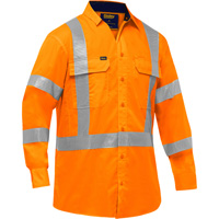 Chemise de travail &agrave; manches longues et X au dos Bisley avec X-Airflow, Poly-coton, Petit, Orange haute visibilit&eacute; Nuna Depot Inc.