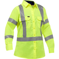 Chemise de travail &agrave; manches longues et X au dos Bisley avec X-Airflow pour femmes, Poly-coton, Petit, Jaune lime haute visibilit&eacute; Nuna Depot Inc.