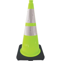 C&ocirc;ne de signalisation de premi&egrave;re qualit&eacute;, 28", Vert lime, Bande(s) r&eacute;fl&eacute;chissante(s) 4" & 6" Nuna Depot Inc.
