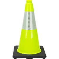 C&ocirc;ne de signalisation de premi&egrave;re qualit&eacute;, 18", Vert lime, Bande(s) r&eacute;fl&eacute;chissante(s) 6" Nuna Depot Inc.