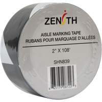 Aisle Marking Tape, 2" x 108', PVC, Noir et blanc Nuna Depot Inc.