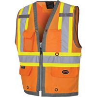 Pioneer Mesh Back Zip Front Surveyor Safety Vest, High Visibility Orange, Small, Polyester Nuna Depot Inc.