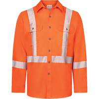 Avenger 7 oz Deluxe Segmented Striped High-Visibility Work Shirt, Style 652, Men's, Small, Orange Nuna Depot Inc.
