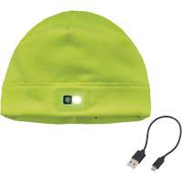 N-Ferno&reg; Winter Skull Cap with LED Rechargeable Light, Fleece Lining, One Size, High-Visibility Lime Green Nuna Depot Inc.