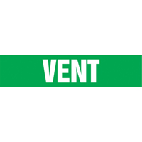 "Vent" Pipe Markers, Self-Adhesive, 4" H x 24" W, White on Green Nuna Depot Inc.