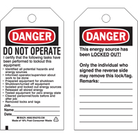 &eacute;tiquettes de verrouillage, Plastique, 3" la x 5-1/2" h, Anglais Nuna Depot Inc.