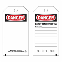 Self-Laminating Safety Tags, Polyester, 3" W x 5-3/4" H, English Nuna Depot Inc.