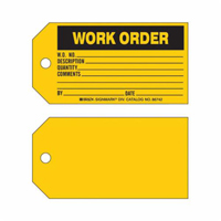 "Work Order" Tag, Paper, 5-3/4" W x 3" H, English Nuna Depot Inc.