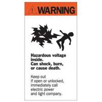 "Warning Hazardous Voltage" Sign, 8" x 4-1/2", Acrylic, English with Pictogram Nuna Depot Inc.