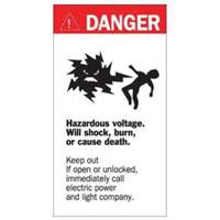 "Danger Hazardous Voltage" Sign, 8" x 4-1/2", Acrylic, English with Pictogram Nuna Depot Inc.