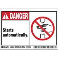 "Danger Starts Automatically" Sign, 3-1/2" x 5", Polyester, English with Pictogram Nuna Depot Inc.
