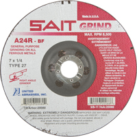 A24R Long Life Grinding Wheel, 7" x 1/4", 7/8" Arbor, Aluminum Oxide, Type 27 Nuna Depot Inc.