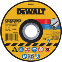 Metal Cut-Off Wheel, 4-1/2" x 0.045", 7/8" Arbor, Aluminum Oxide, Type 1 Nuna Depot Inc.