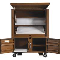 Coffre de chantier et surface de travail sur le terrain, 33" la x 63" p x 80" h, Acier, Rouge Nuna Depot Inc.