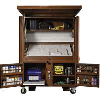 Coffre de chantier et surface de travail sur le terrain, 33" la x 63" p x 80" h, Acier, Rouge Nuna Depot Inc.