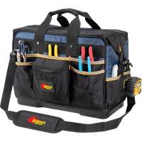 Sac &agrave; outils ferm&eacute; pour entrepreneurs &agrave; base moul&eacute;e, Polyester balistique, 29 pochettes, Noir/Bleu Nuna Depot Inc.