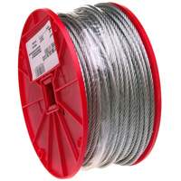 Wire Cable, 500' (152.4 m) x 3/32", 184 lbs. (0.092 tons), Galvanized Nuna Depot Inc.