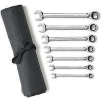72-Tooth 12 Point Reversible Ratcheting SAE Wrench Set with Tool Roll, Combination, 7 Pieces, Imperial Nuna Depot Inc.