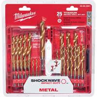 Shockwave Red Helix Metric Drill Bit Set, 25 Pieces, Titanium Nuna Depot Inc.